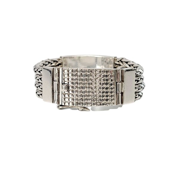 Sterling Silver Multi-Strand Woven/Wheat Bracelet Box Clasp #9097 - Picture 4 of 12